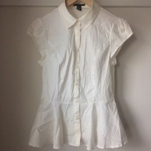 NWT White Button Up Peplum Top